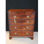 Victorian mahogany chest, the rectangular top over two short and three graduated long drawers,