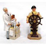 Two Royal Doulton figures, 'Thanks Doc' HN 2731, and 'The Helmsman' HN 2499, 23cm and 24cm