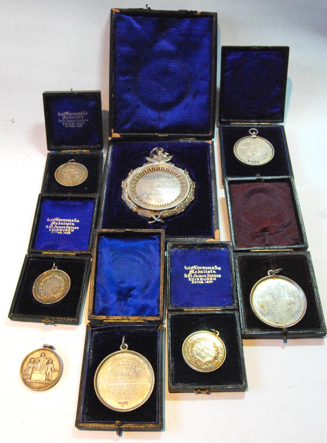 Silver agricultural medal, 'Holywood Ploughing Association 1904' and seven others to Robert