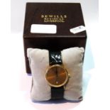 Sewills gent's 9ct gold 'Duke' watch, quartz, on strap, with box.