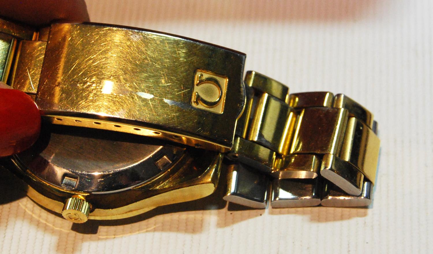 Gent's Omega Automatic rolled gold watch with grained gold dial, on similar bracelet, with a box, - Image 3 of 4