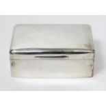 Silver plain cigarette box by W. Comyns 1910, 14cm.