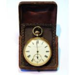 Keyless lever watch by Thos. Russell, Liverpool, no. 98805, three quarter plate with overcoil