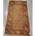 Gendje rug with all over star design, cream ground and triple border, 196cm x 104cm.