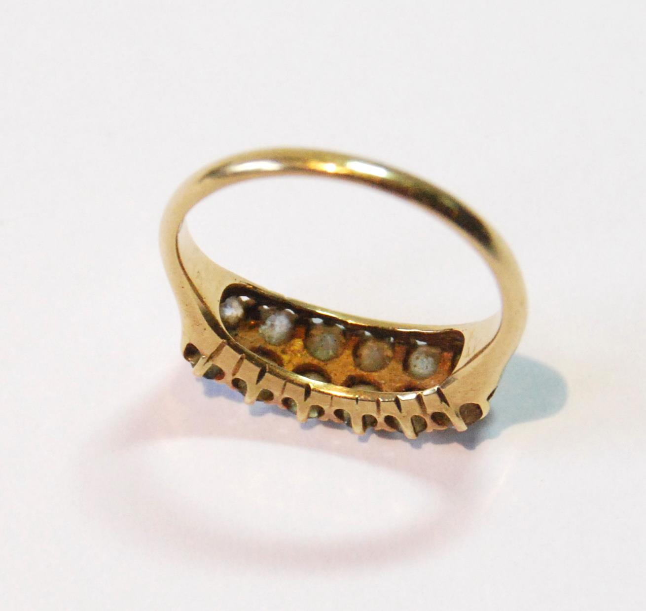 Edwardian 18ct gold ring with two rows of six old-cut diamonds, size O. - Image 3 of 3