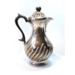 Silver hot water pot, spirally part-fluted baluster shape, by Hamilton & Inches, Edinburgh 1891,