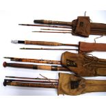 Vintage fishing rods to include two Hardy three-piece salmon rods, a Hardy two-piece trout rod and a