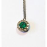 Iliana emerald and tapering baguette diamond pendant, 18ct gold, cased.