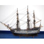 Model of HMS Victory, three-masted square rigged ship, 100cm wide and 77cm high.