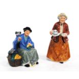 Two Royal Doulton figures, 'Teatime' HN 2255, and 'Tuppence a Bag' HN 2320, 19cm and 14cm high.   (