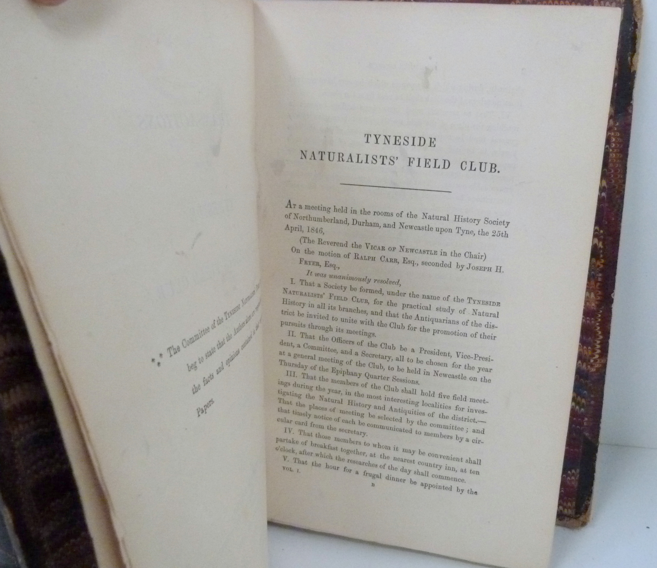 TYNESIDE NATURALISTS FIELD CLUB. Transactions. Vols. 1 to 6. Eng. plates. Poor bdgs., brds. det. - Image 2 of 2