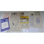 Football Programmes.  10 1950's incl. Barrow, Colchester, Stockport, Luton, Scunthorpe, Fulham,