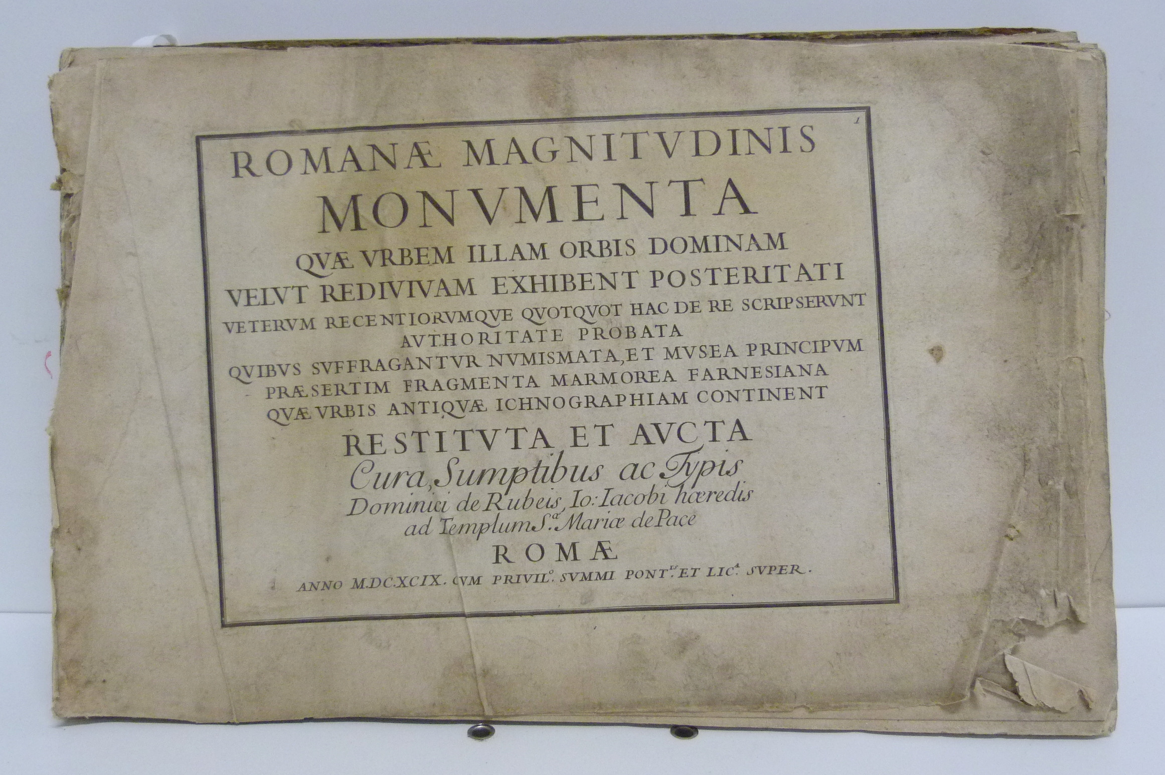 BARTOLI PIETRO SANTE. Romanae Magnitudinis Monumenta. Title & 91 eng. plates by Pietro Sante Bartoli