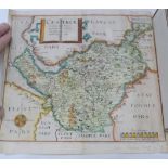 SAXTON CHRISTOPHER.  Cestriae (Cheshire). Antique hand coloured eng. map. 11" x 12", rolled, c.1610.