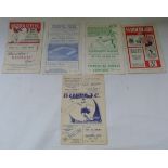 Football Programmes.  For Bradford, Bury, Bristol City, Southend & Sunderland. 1940's/1950's.