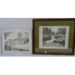 WAINWRIGHT ALFRED.  Skelwith Force & Fountains Abbey. 2 framed prints, each signed (the latter