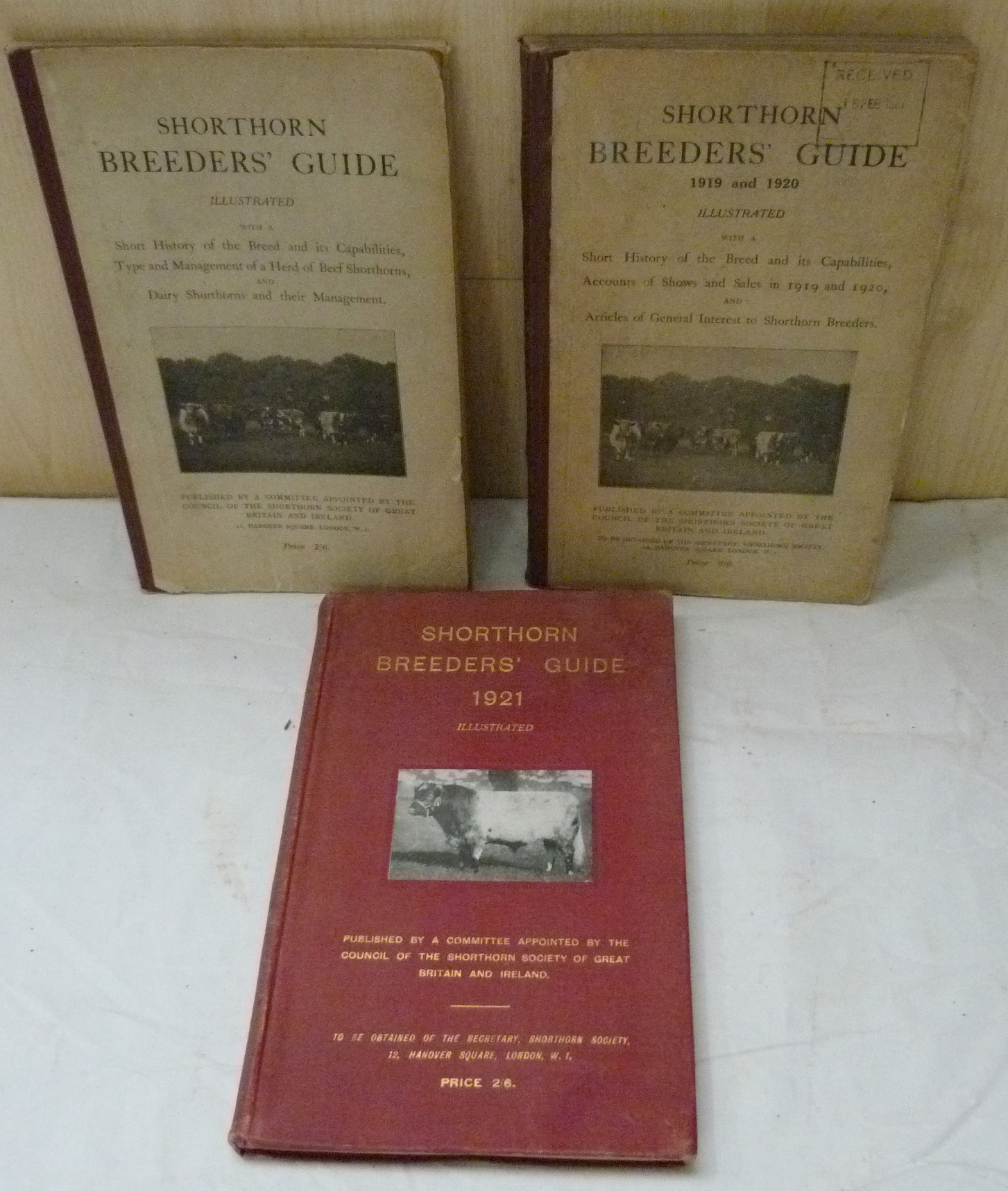 SHORTHORN SOCIETY. Shorthorn Breeders' Guide. Illus. & fldg. maps. Orig. pict. brds. Prob. the 1st