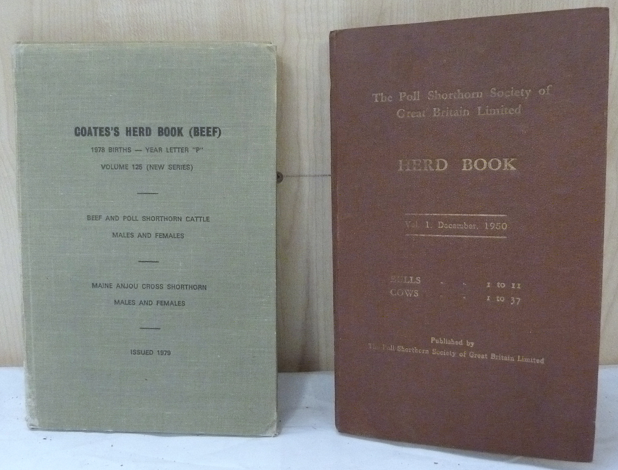 POLL SHORTHORN SOCIETY OF GREAT BRITAIN.  Herd Book, vol. 1, December 1950, with 11 inserted Addenda