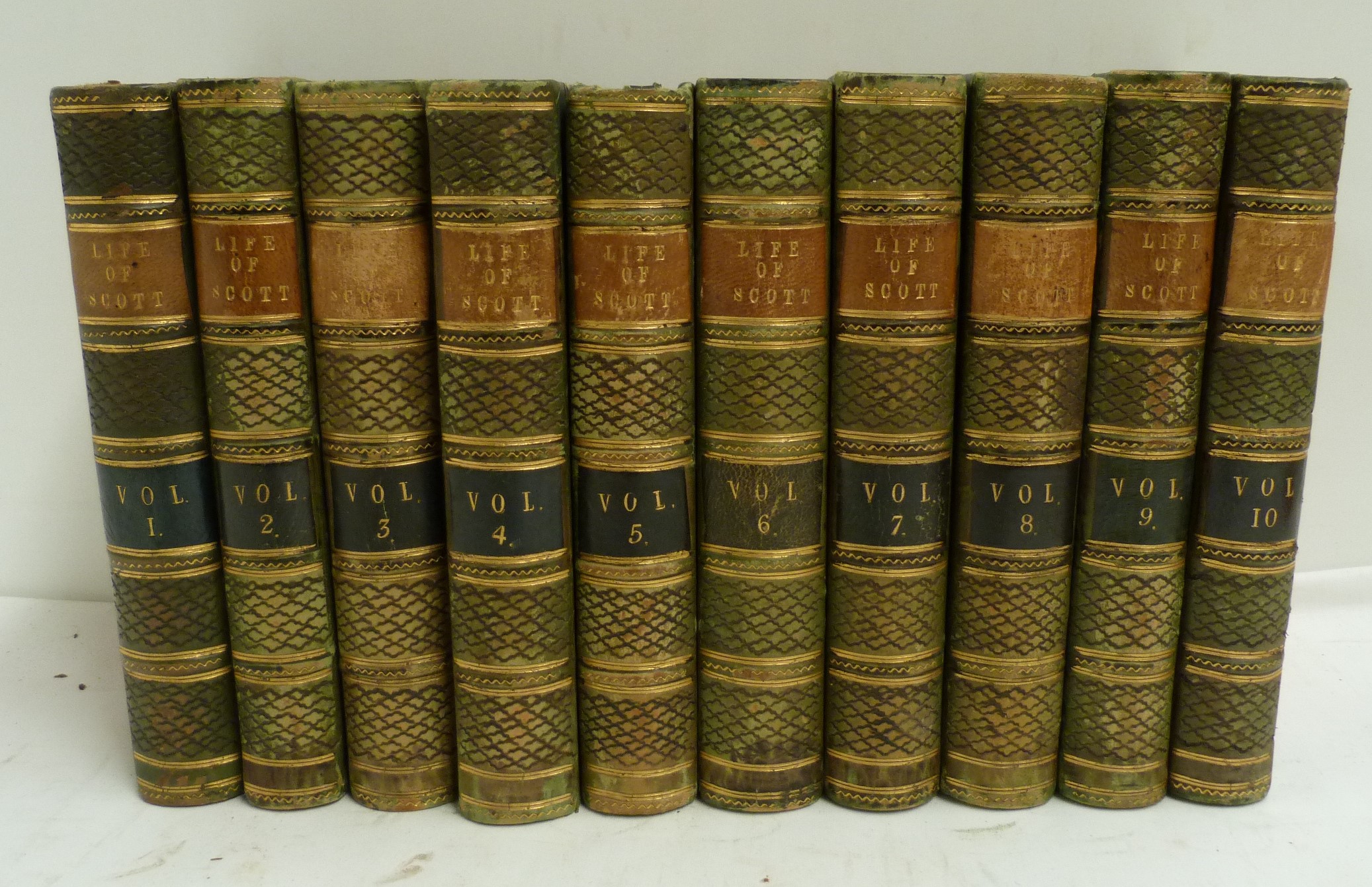 SCOTT SIR WALTER.  Memoirs of the Life. 10 vols. Eng. frontis & titles. Half green calf, uniform