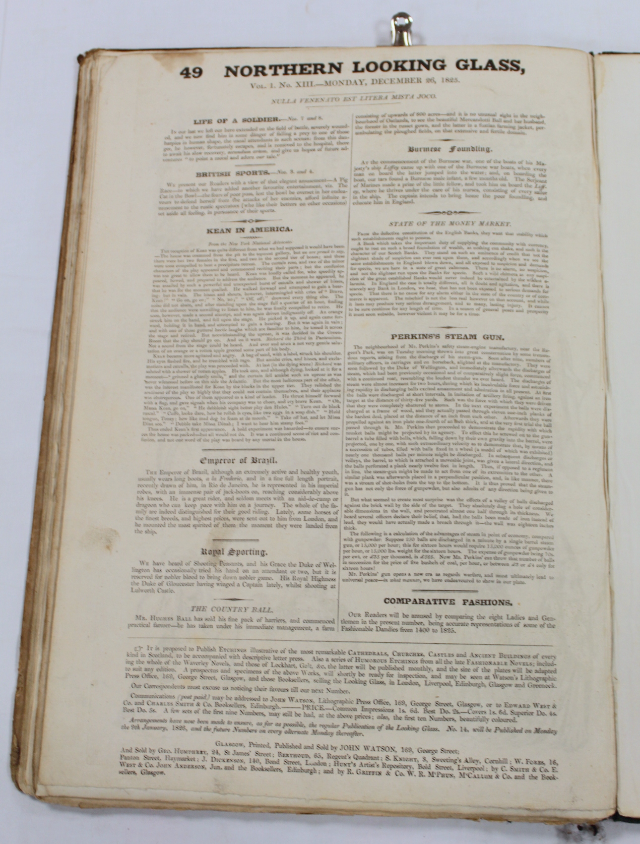 THE GLASGOW LOOKING GLASS LATER THE NORTHERN LOOKING GLASS.  Vol. 1, nos. 1 to 16. The earlier - Image 28 of 28