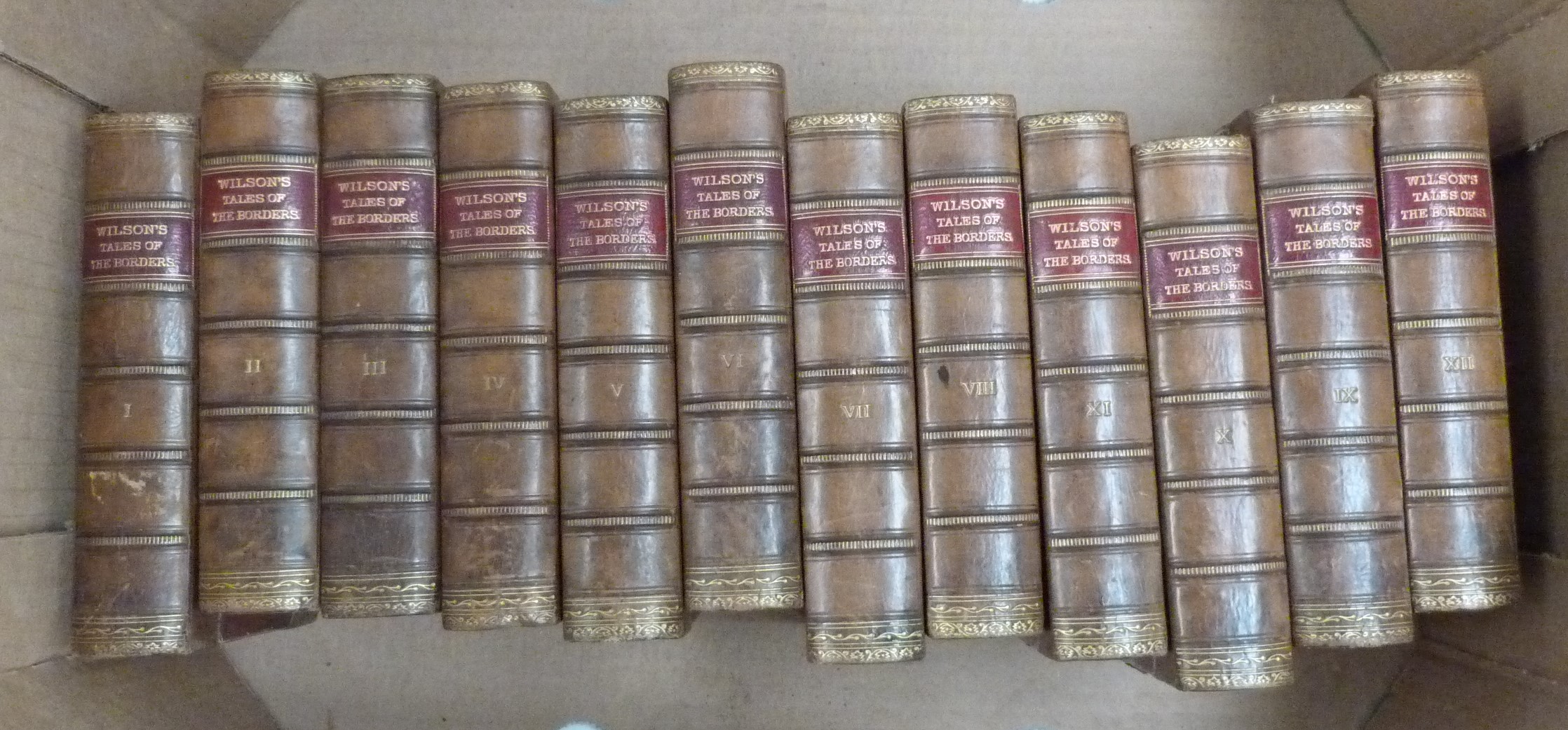 LEIGHTON ALEXANDER (Ed).  Wilson's Tales of the Borders. 24 vols. in twelve. 12mo. Half calf.