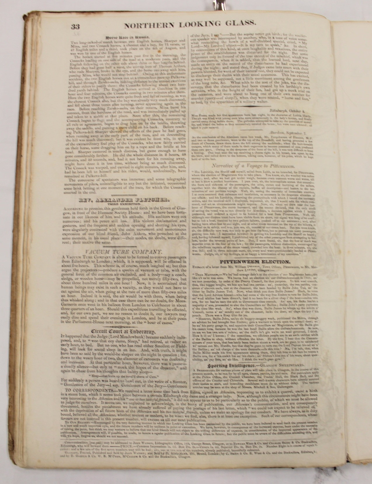 THE GLASGOW LOOKING GLASS LATER THE NORTHERN LOOKING GLASS.  Vol. 1, nos. 1 to 16. The earlier - Image 23 of 28