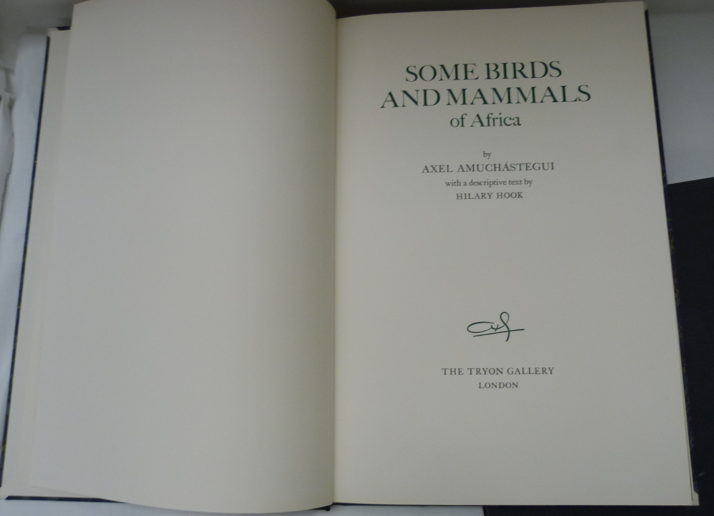 AMUCHASTEGUI AXEL.  Some Birds & Mammals of Africa. Ltd. ed. 11/505. Col. plates. Folio. Qtr. blue