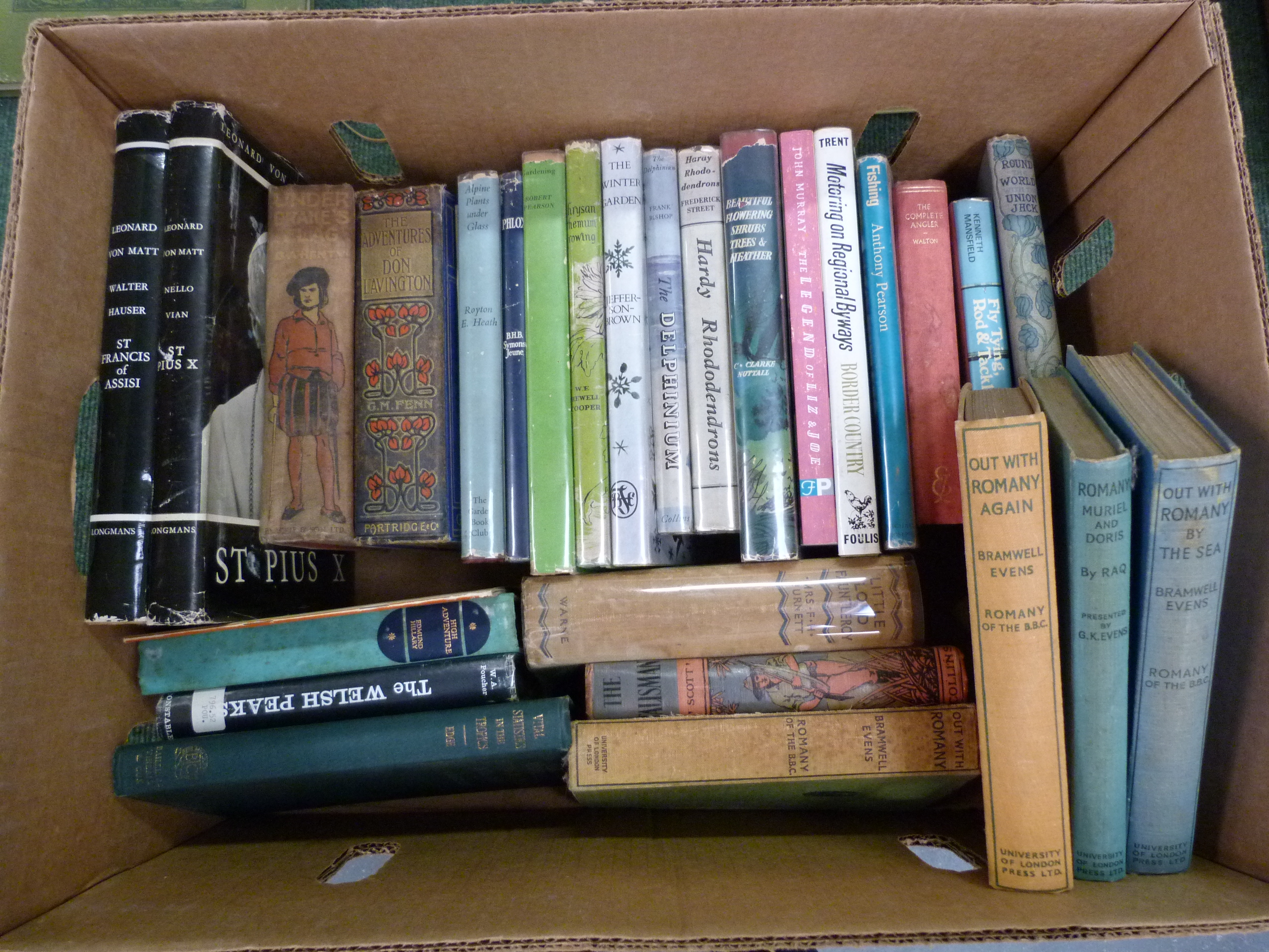 Various.  A large carton of misc. vols. incl. some UK travel & topography & 2 vols., Theatre &