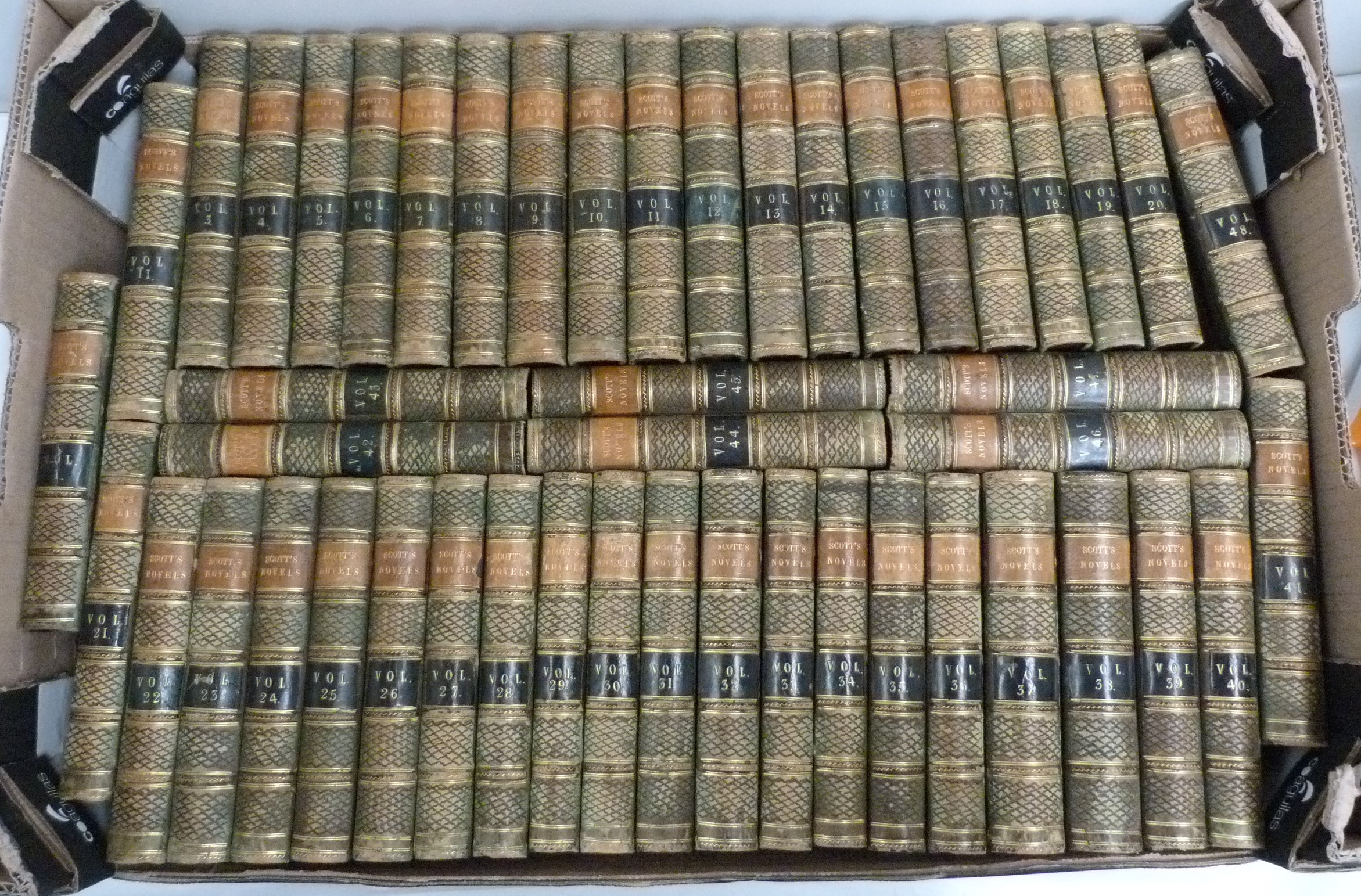 SCOTT SIR WALTER.  Waverley Novels. 48 vols. Eng. frontis & titles. 12mo. Half green calf uniform