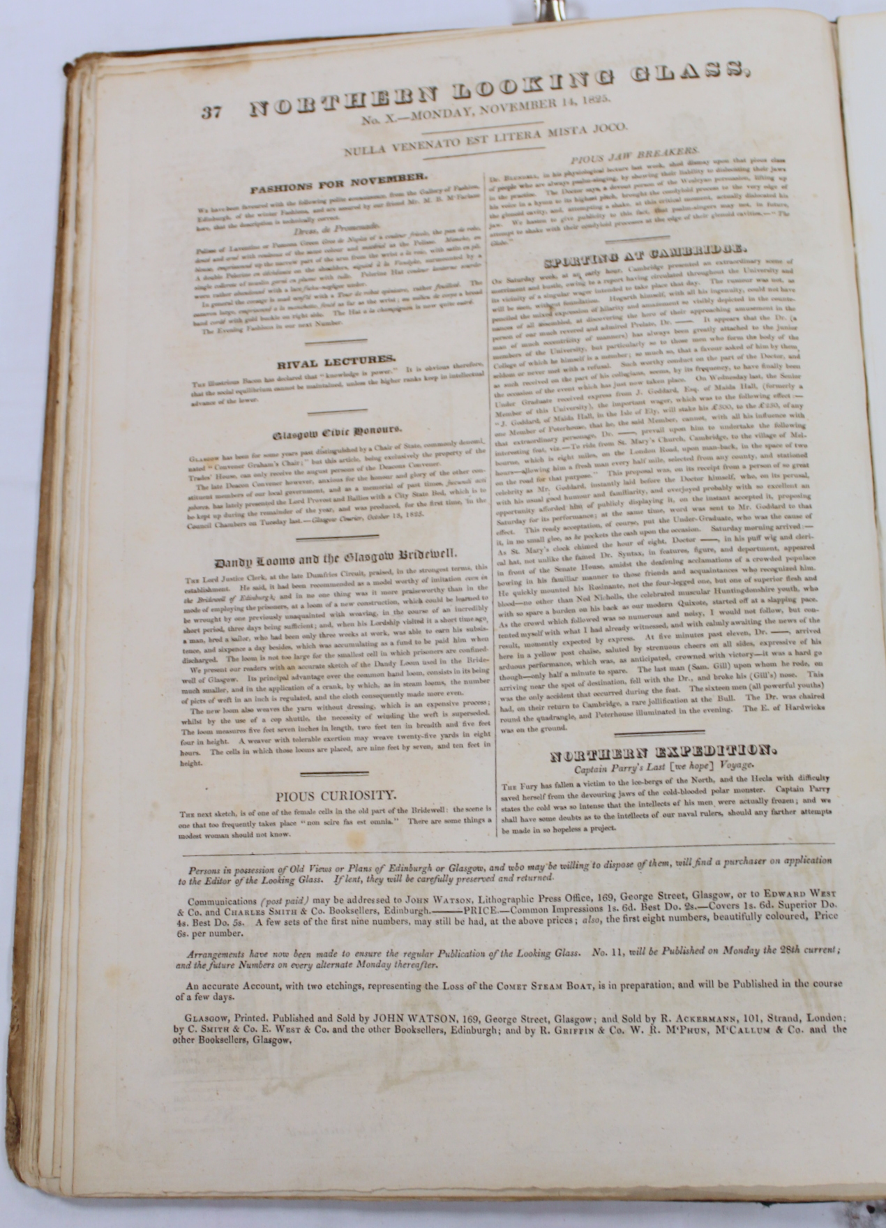 THE GLASGOW LOOKING GLASS LATER THE NORTHERN LOOKING GLASS.  Vol. 1, nos. 1 to 16. The earlier - Image 26 of 28