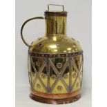 Extremely large antique brass and copper flagon, possibly a Channel Island milk jug or possibly