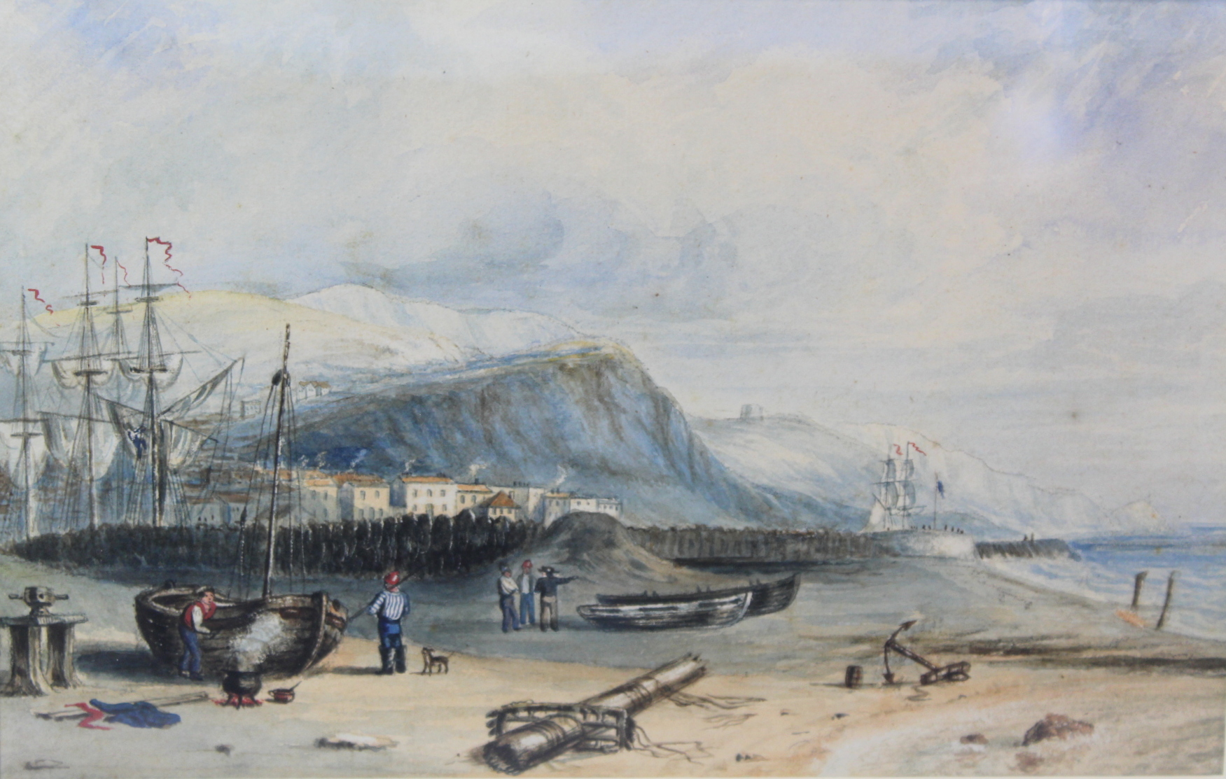 19TH CENTURY BRITISH SCHOOL.Folkestone Harbour.Watercolour over pencil.15cm x 24cm.Inscribed with - Image 2 of 4