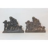 Victorian cast iron doorstop and a half ornament, both depicting Aesop's killing of the Golden