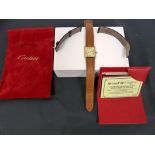 Must de Cartier silver gilt quartz watch, No. 6/170033, with guarantee and other items, 1981.