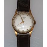 Gent's Rotary 9ct gold watch, 1960, on strap.