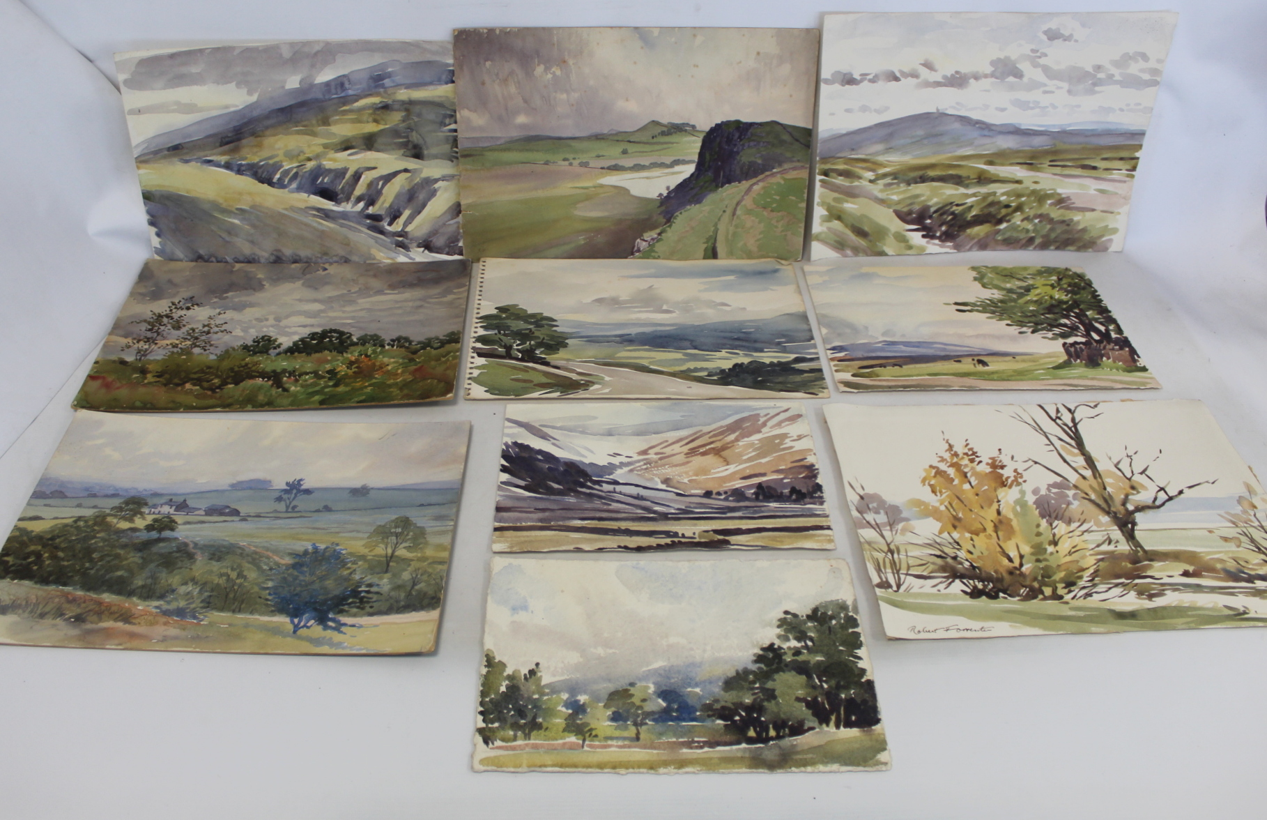 ROBERT FORRESTER (1913-1988).Cumbrian landscapes - 10 (some with scenes painted verso).