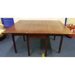 19th century drop leaf table on square fluted supports, 163cm long.