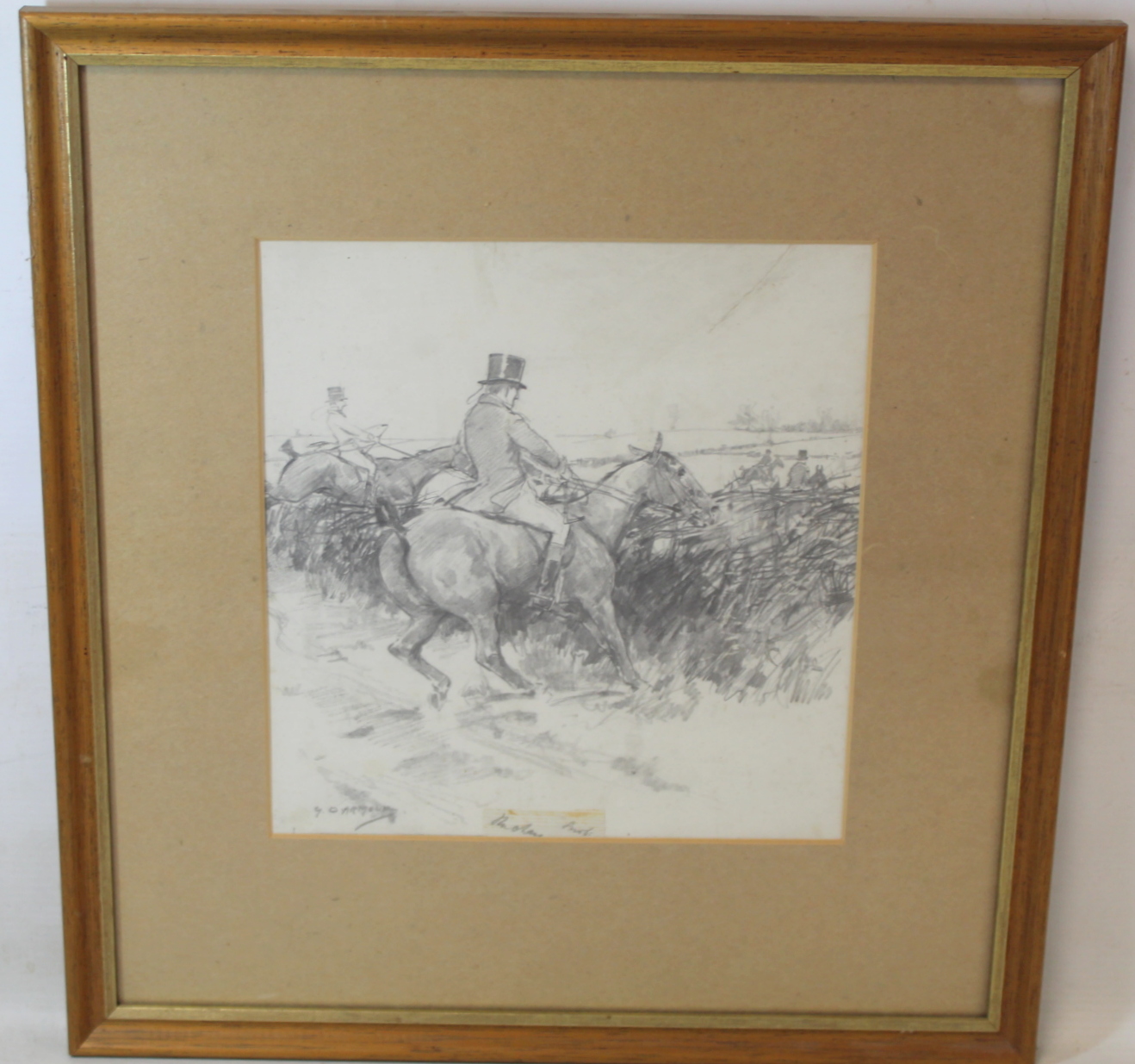 GEORGE DENHOLM ARMOUR (1864-1949)"The Chase" - a hunting scene.Pencil.22.5cm x 21cm.Signed, The