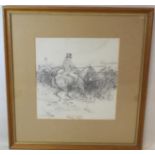 GEORGE DENHOLM ARMOUR (1864-1949)"The Chase" - a hunting scene.Pencil.22.5cm x 21cm.Signed, The