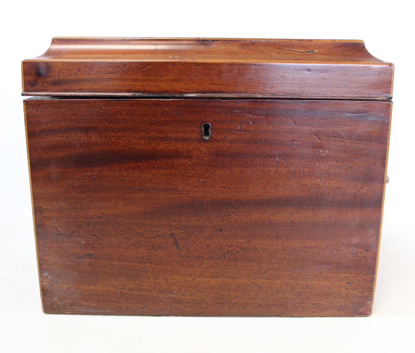 19th century travelling decanter set, the rectangular mahogany box with twin brass carrying handles, - Image 6 of 12