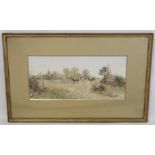 W. LANGLEY (LATE 19TH/EARLY 20TH CENTURY BRITISH).Hunting scene.Watercolour.16.5cm x 35cm.  Signed.