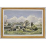 J. INGHAM RILEY (BRITISH B.1928).A Lakeland farm, early spring.Watercolour.35cm x 55.5cm.Signed,