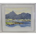 ENID B. GREENHALGH. Lofoten Islands, Norway.Watercolour.35cm x 46cm. Signed.