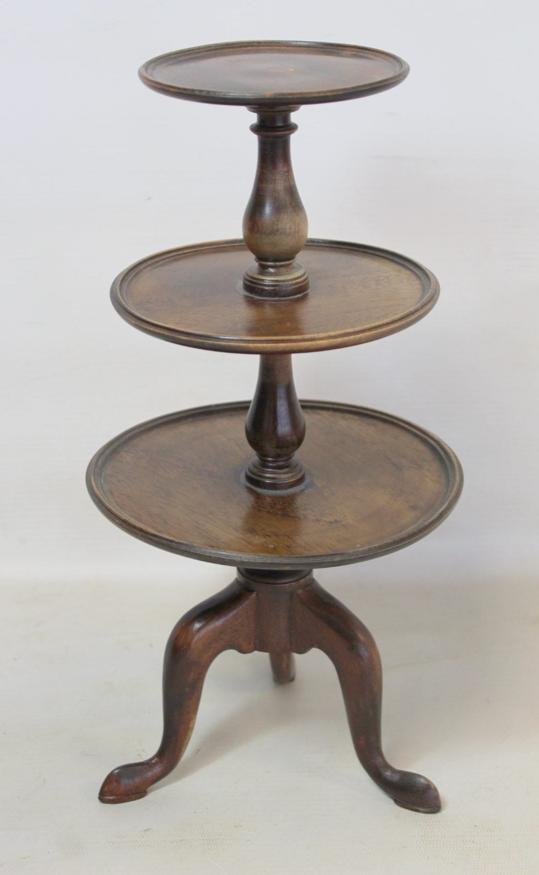 Late 19th/early 20th century mahogany apprentice piece miniature three tier circular dumb waiter - Image 2 of 3