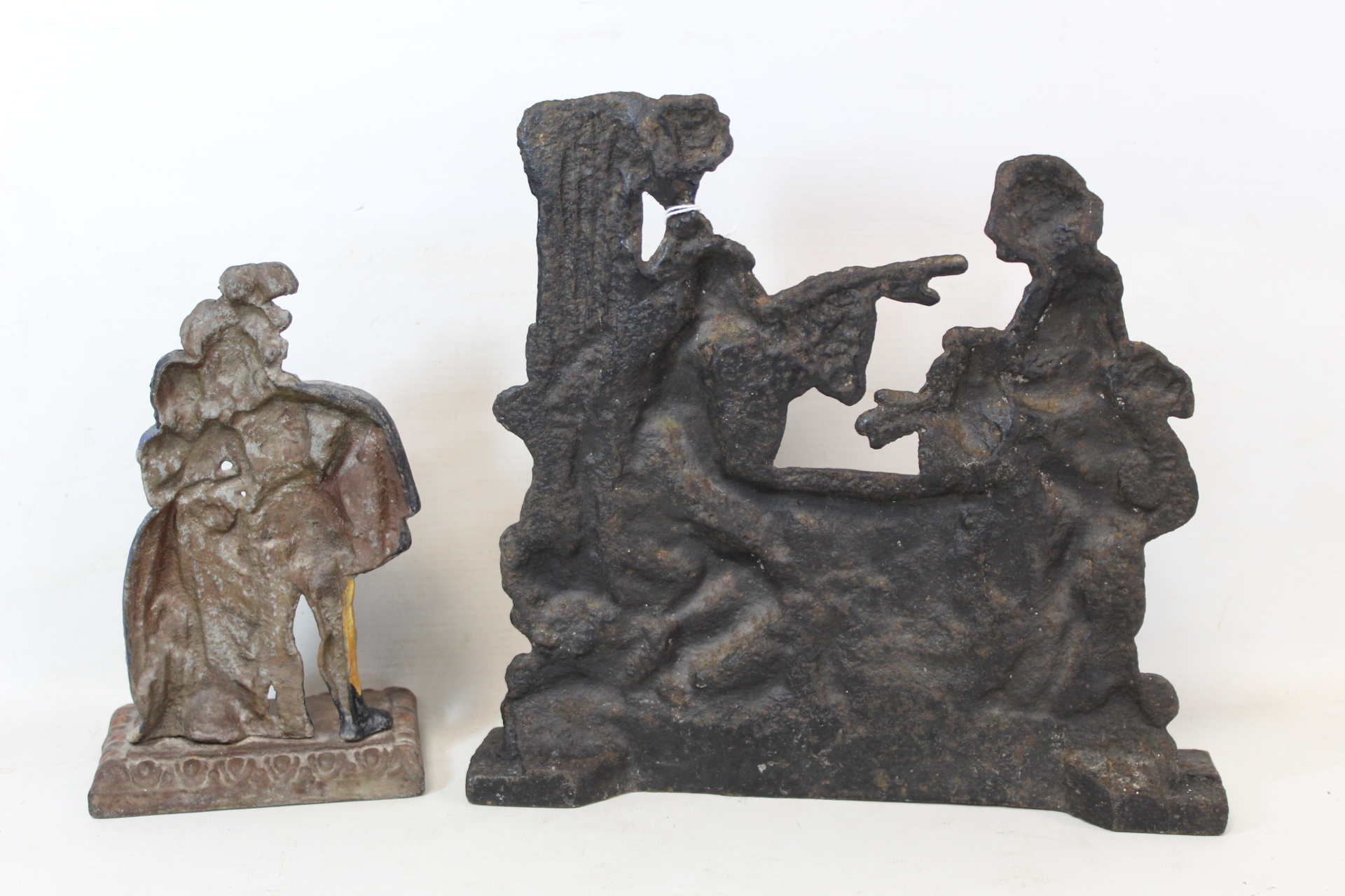 Victorian cast iron doorstop with biblical scene of Rebecca at the well, 26cm high and another of - Image 2 of 2