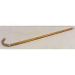 20th century cane horse measuring walking stick with curved handle 27cm long.