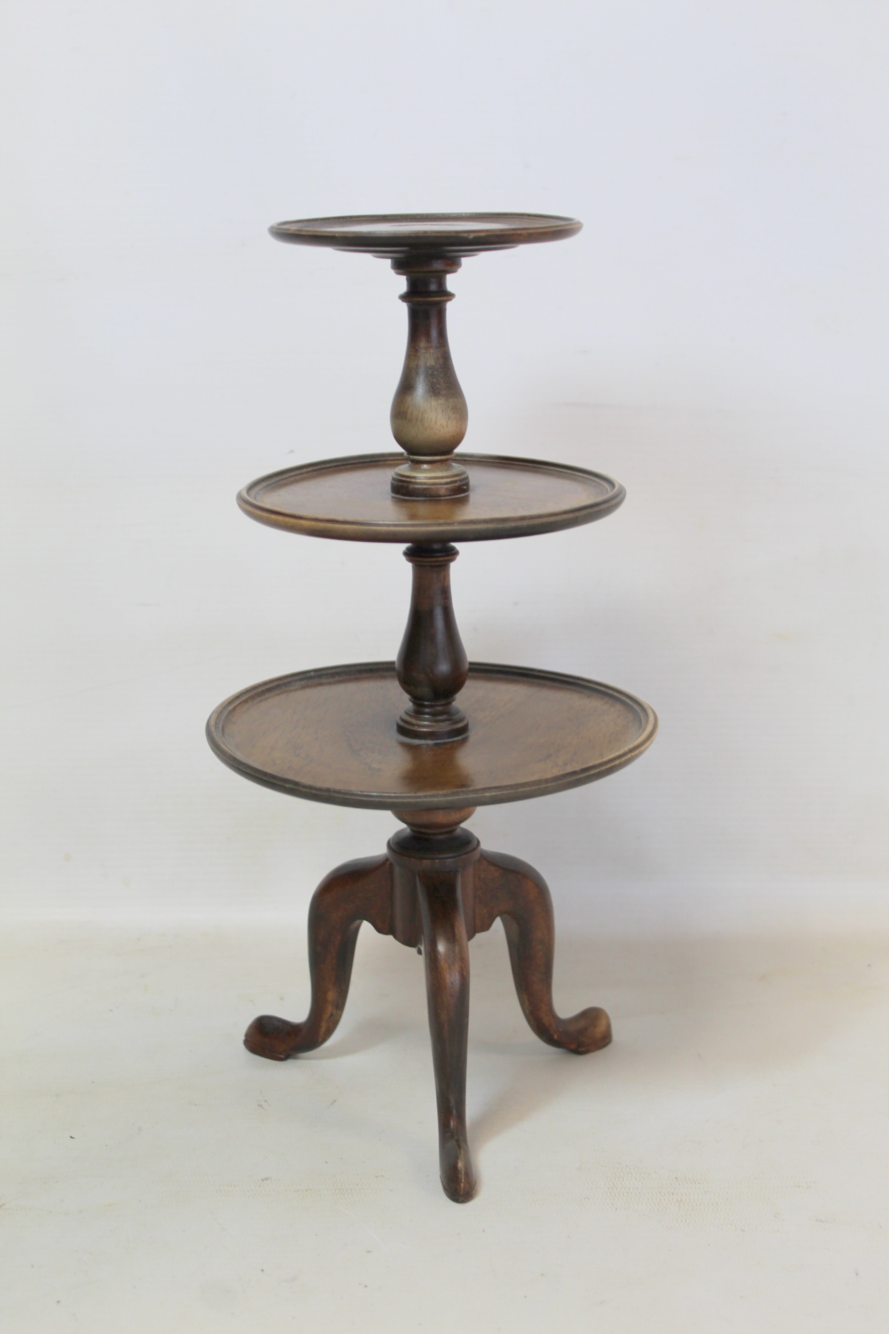 Late 19th/early 20th century mahogany apprentice piece miniature three tier circular dumb waiter