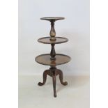 Late 19th/early 20th century mahogany apprentice piece miniature three tier circular dumb waiter