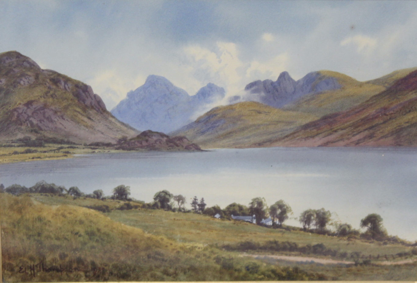 EDWARD HORACE THOMPSON (1879-1949).Ennerdale Water.Watercolour.17.5cm x 25cm.Signed, dated 1930. - Image 2 of 4