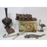 Small collection of Eastern and Oriental items, comprising: carved bamboo Chinese river boat or
